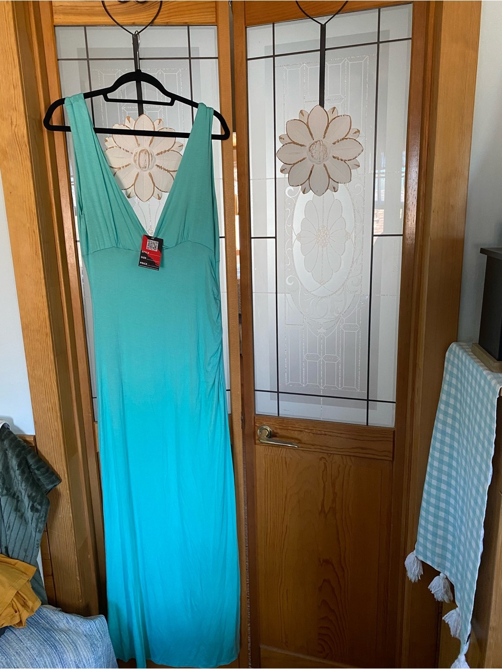 V-Neck Aqua Maxi Dress